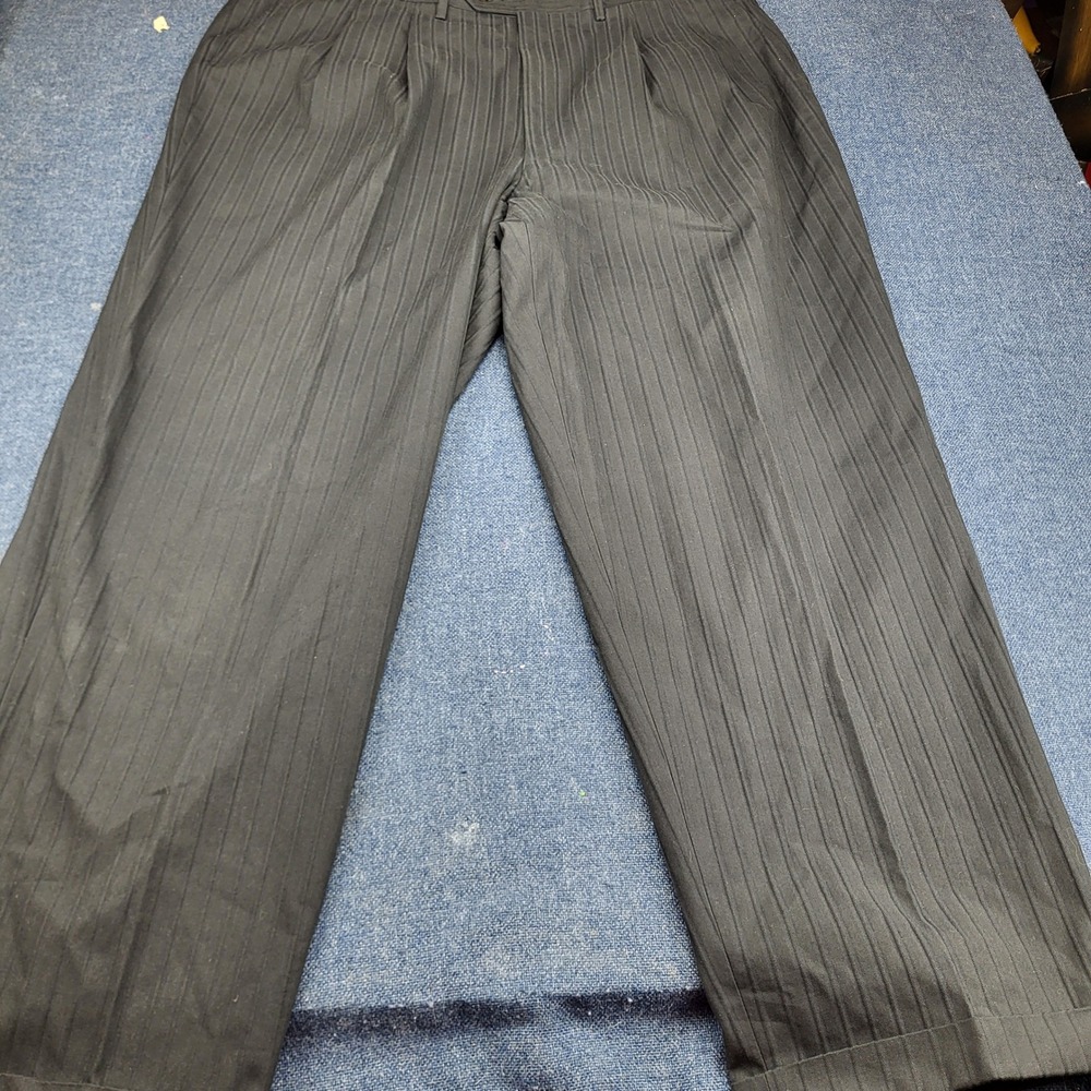 Luciano Barbera Italy Mens Charcoal Herringbone Pinstripe Pleated Pants US 41